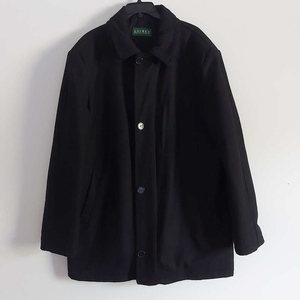 Lauren Ralph Lauren Men’s Wool Blend Quilted Lined Full Zip Button Coat Size L